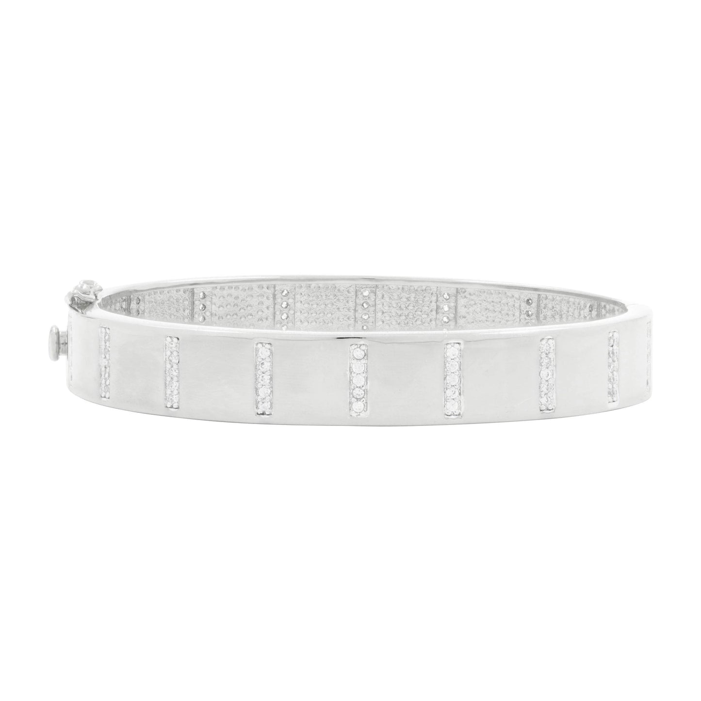 Radiance Wide Hinge Bangle in Silver