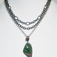 Abstract Emerald and Pave' Diamond Pendant on 3 Gradated Rhodium Chains 17" - 19"