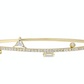 14K Yellow gold bangle with double clasp White diamond: .54CT  White diamond baguette: .19CT  White diamond trillion: .23CT  Made in Turkey
