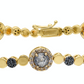 14K Yellow gold bracelet with double clasp Rose-cut grey diamond: 3.00CT  Champagne diamond: .97CT  Black diamond: .78CT  Made in Turkey