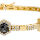 14K Yellow gold bracelet with double clasp  Rose-cut black diamonds: 3.91CT  White diamond: 1.70CT  Made in Turkey