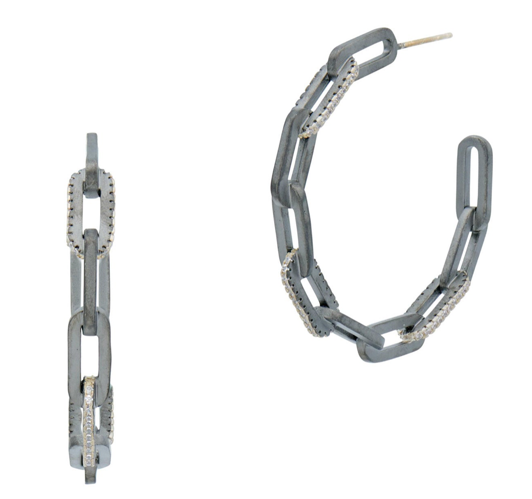 INDUSTRIAL FINISH  Chain Link Hoop Earrings