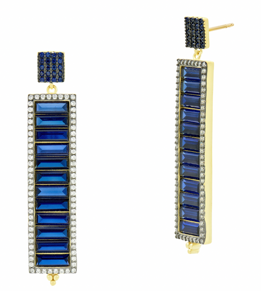 FREIDA ROTHMAN Midnight Blue Baguette Linear Earring