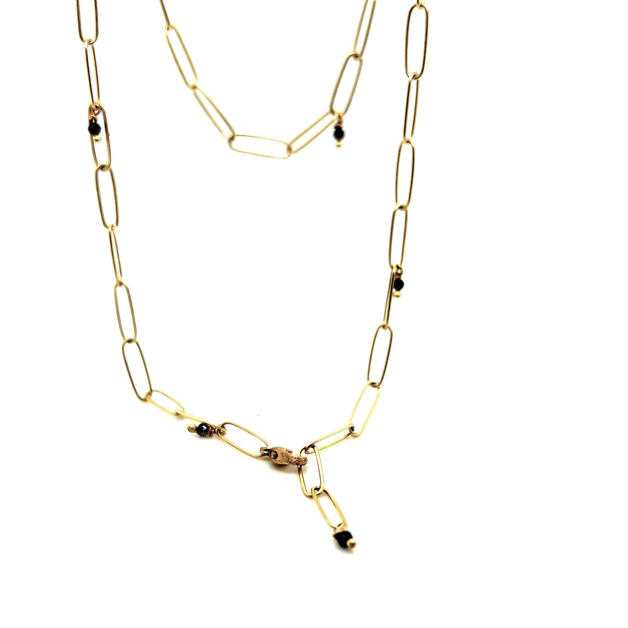 18K Gold with Sapphire Bead Popsicle Necklace