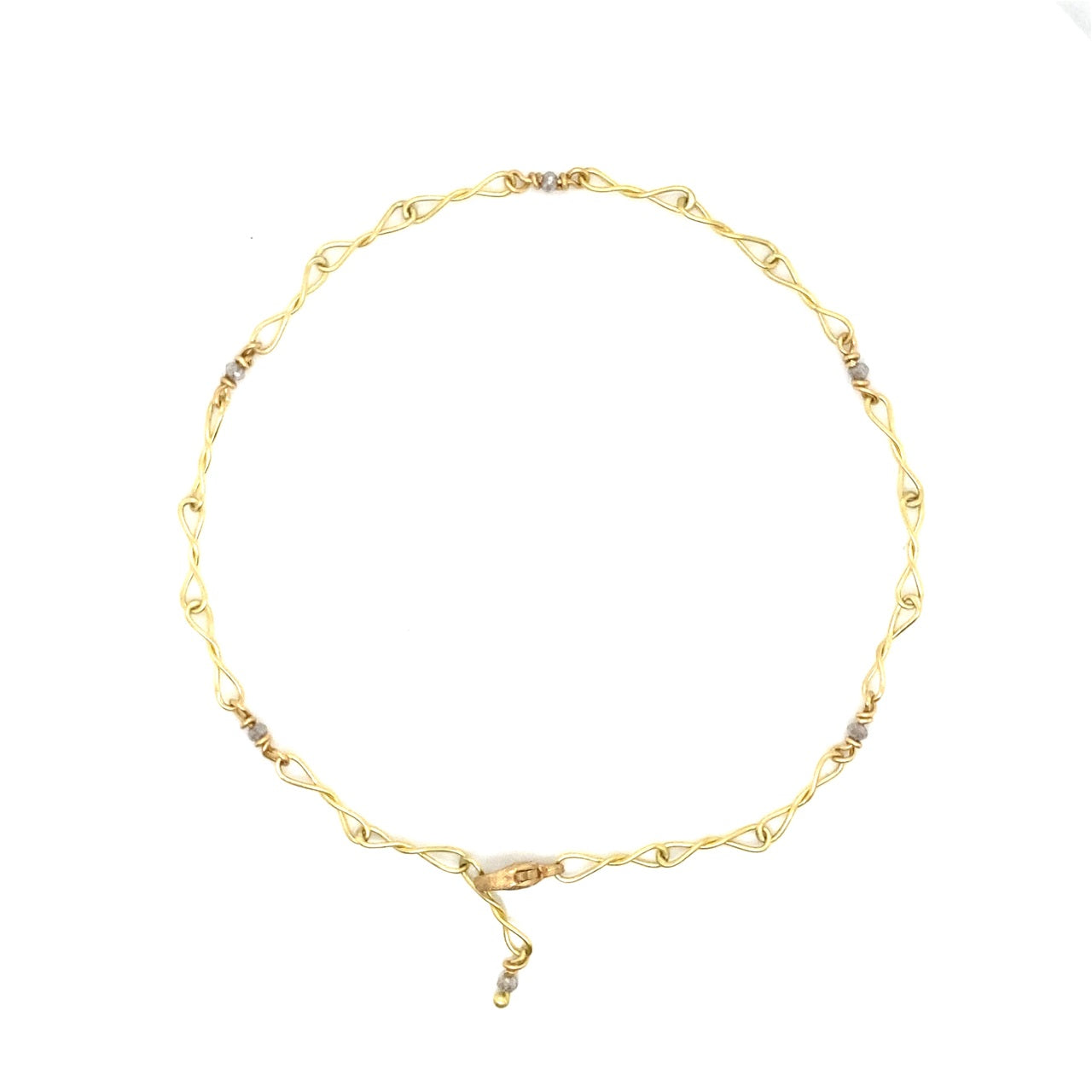 18K Gold Twisted Popsicle Bracelet with Diamond Beads