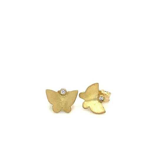 18k Gold With White Diamond Earrings