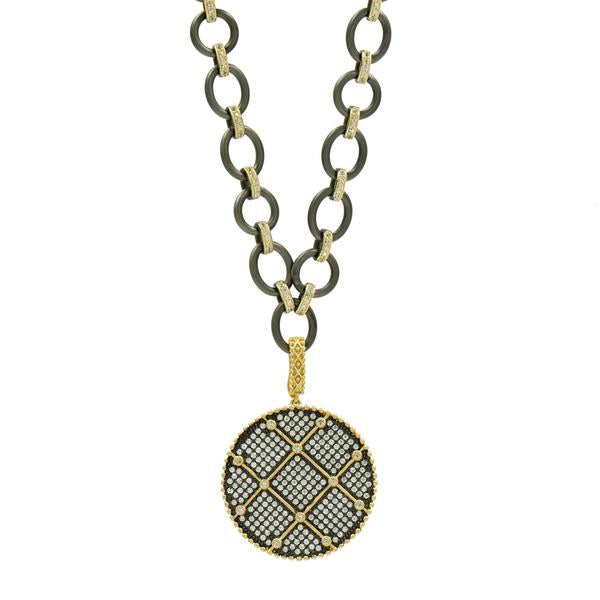 SIGNATURE DOUBLE SIDED PENDANT CHAIN LINK NECKLACE