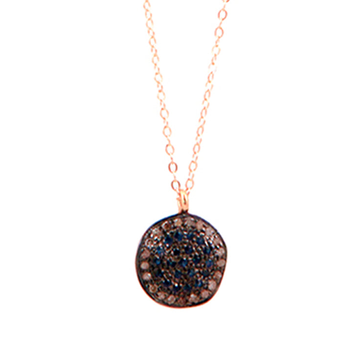 Saphire & Pave Diamond Disc Necklace