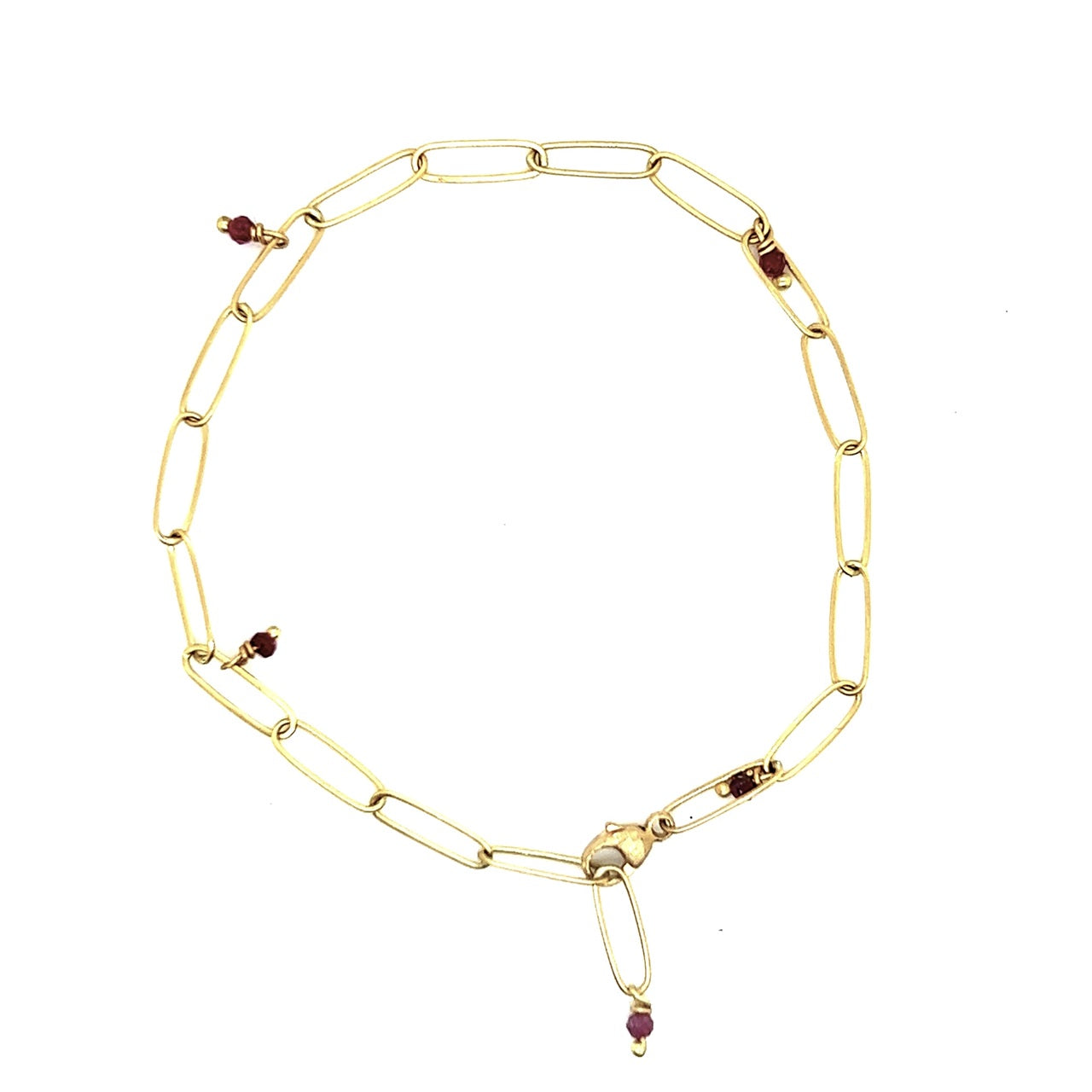 18k Gold Bracelet With Ruby Beads