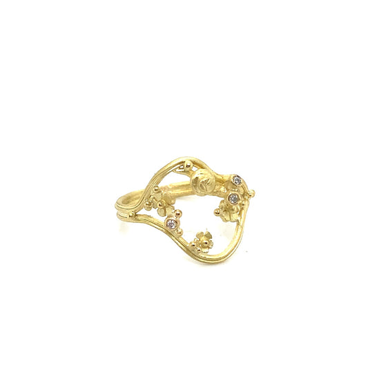 18K Gold White Diamond Blossom Ring